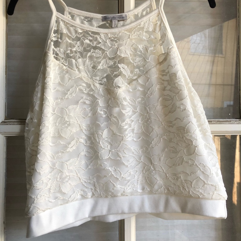 White lace crop top